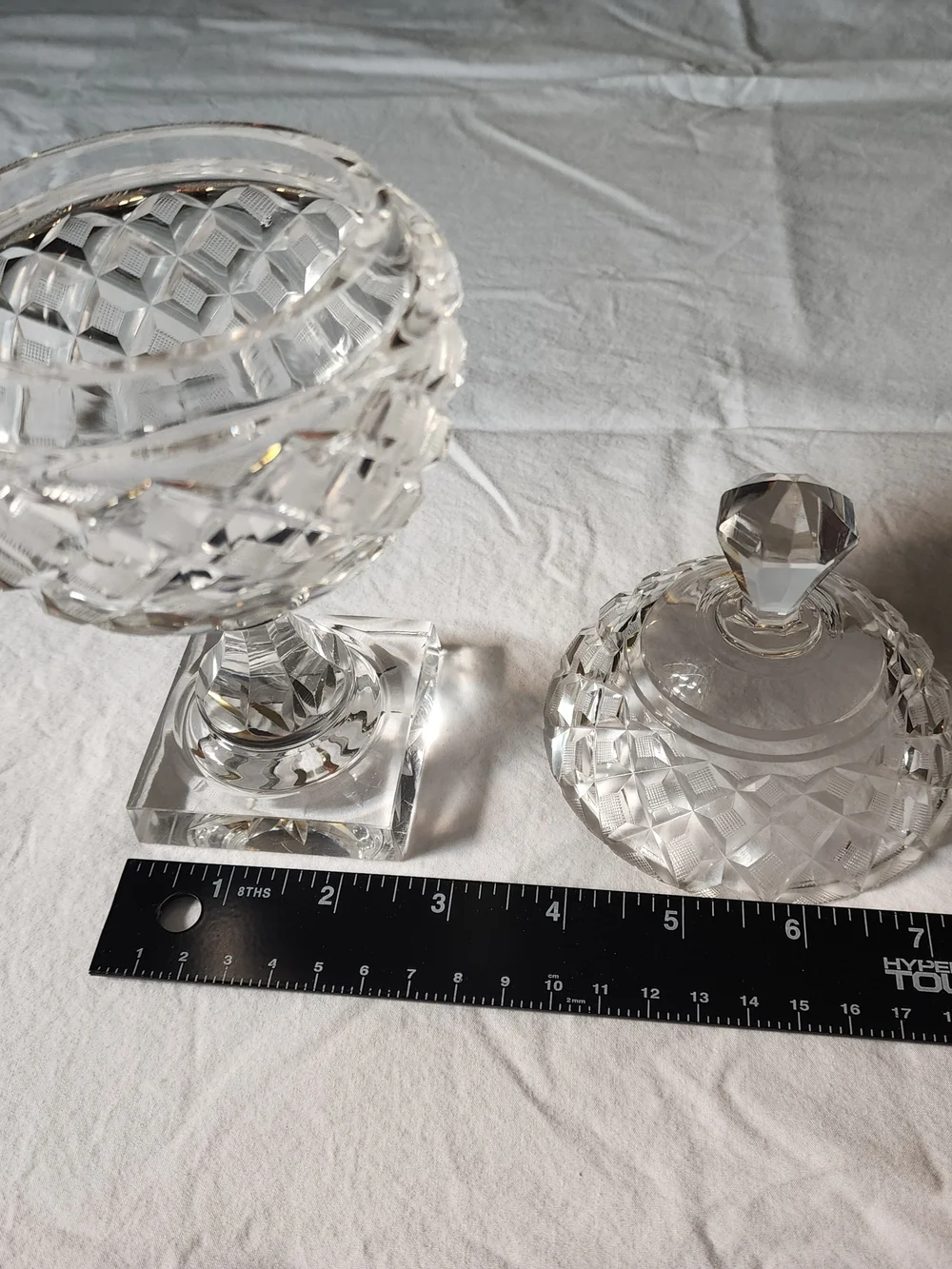 Cut Crystal Covered Compote - Clear Glass Candy Dish